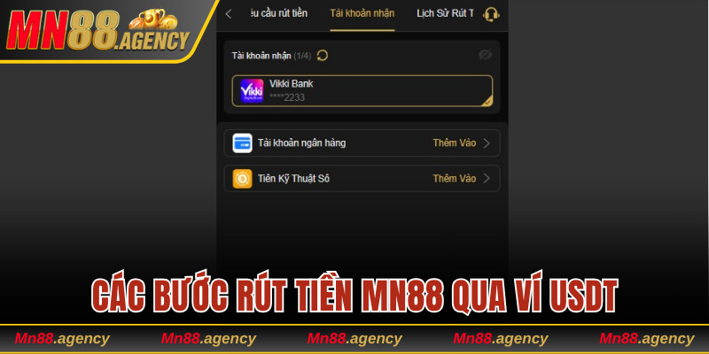 Hướng dẫn cách rút tiền MN88 về ví USDT