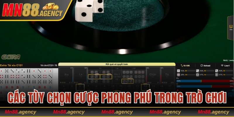 Các tùy chọn cược phong phú trong trò chơi