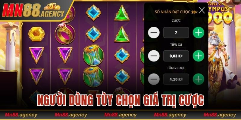 Người dùng được tùy chọn giá trị cược theo hạn mức